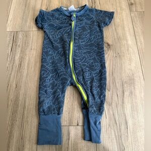 Kid Tales Boys Blue Stretch Bamboo Onesie with Ocean Wave Print Size 9 months